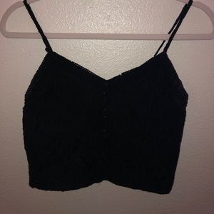 VINTAGE black lace crop top